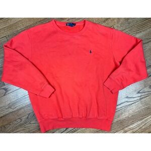 Vintage Polo Ralph Lauren 90s Crewneck Sweatshirt Orange Red Pony Men's Sz Large